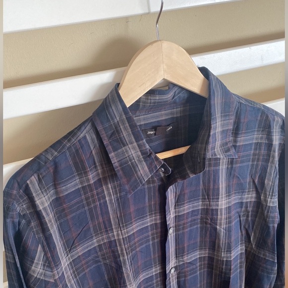 John Varvatos Men’s Luxury Designer Navy Plaid Button Down Shirt - Size M - Picture 3 of 11